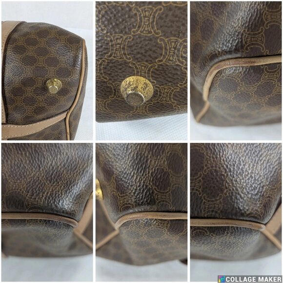 Authentic Vintage Celine Macadam Boston Leather Bag Brown Made in Italy - Picture 7 of 16